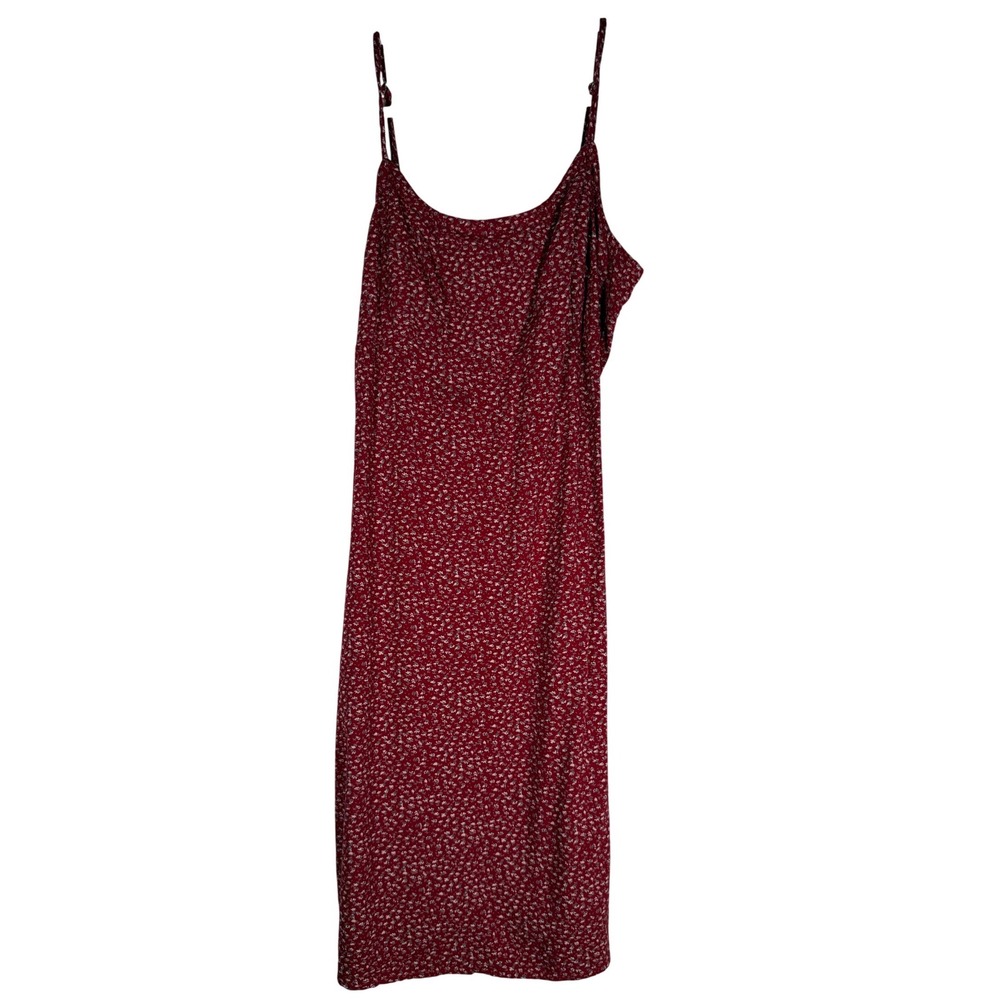 Brandy Melville Red Floral Ditsy Mini Dress Tie Back MH314-Z129 Burgundy